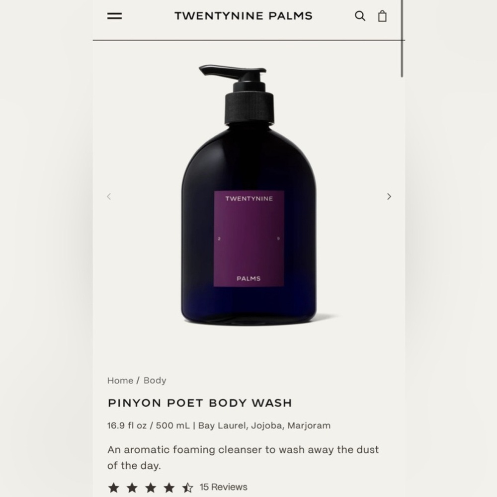 29 Palms BODY WASH - Pinyon Poet Body Wash - Picture 2 of 6